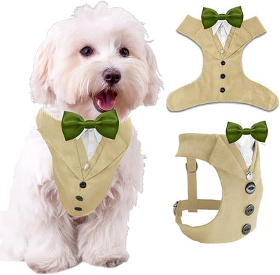 AVERYDAY Dog Tuxedo for Wedding Outfit, Dog Suit and Tie Costumes for Birthday, Halloween, Cosplay, Christmas Party, Pet Formal Wear with Bowtie, Tux for Small Dogs, Chihuahua, Bichon, Maltese, Cats