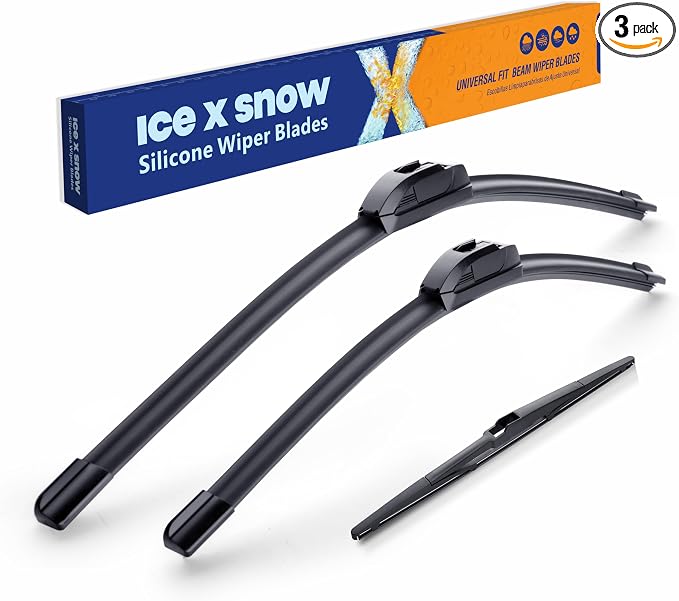 ICEXSNOW® Silicone Windshield Wiper Blades Replacement for 2014 2015 2016 2017 2018 2019 2020 2021 2022 2023 Jeep Cherokee (Pack of 3) Automotive Replacement Windshield Wiper Blades,26"+18"+14"(A)