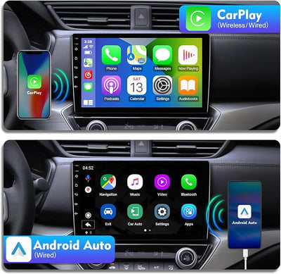 10.1 inches Android 10 Double Din Car Stereo HD IPS Touchscreen Screen Car Radio with Carplay & Android Auto Support Backup Camera GPS FM Navi BT Steering Wheel Mirror Link (2+32G)