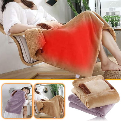 Flannel Sherpa Electric Heated Throw Blanket Portable USB Battery Powered Outdoor Fast Heating Blanket for Office Travel Home Car Use, Home Travel Office 401, Purple