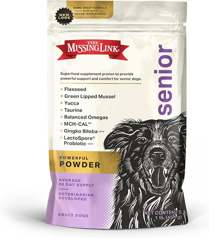 Senior Dog Supplement 1lb Bag - Powerful Powder Supports Bones, Joints, Skin, Coat, Heart, Eyes, Memory & Cognition