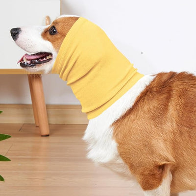 No Shake Ear Wraps for Dogs,Soft Dog Calming Hoodie Dog Ear Cover Ear Muffs for Anxiety,Grooming,Bathing,Swim,Noise Protection Quiet Ear for Dogs,Yellow M