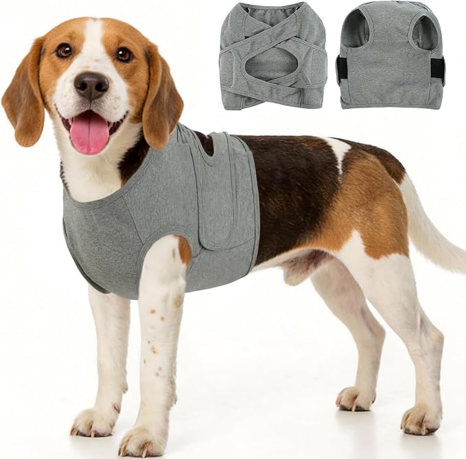 BRKURLEG Chest Recovery Suit for Dogs, Dog Chest Wound Cover, Breathable & Soft Pet Surgery Recovery Suit, Anti-Licking Wound Vest, Not for Spay/Neuter Surgeries, Pet Cone Alternative, Grey S