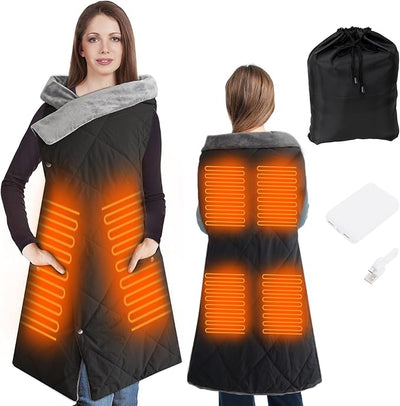 Outdoor Heated Blanket Battery Operated for Stadium, Portable Heating Wearable Blanket with Rechargeable Battery, Cordless Electric Heating Shawl for Outdoors, USB Heated Throw Blanket