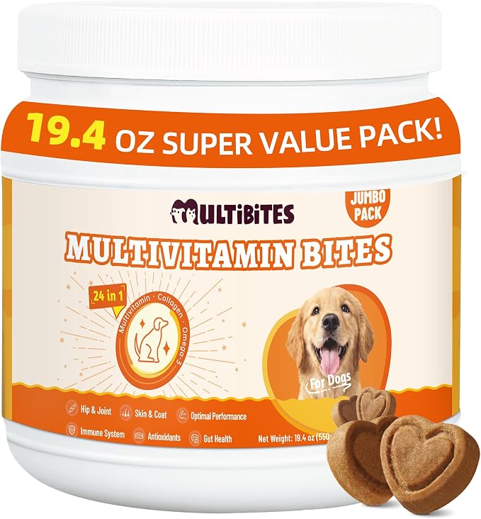 19.4oz Vitamins Supplements and Taurine for Dogs with CoQ10, Glucosamine,Omega 3, MSM - Dog Multivitamins for Heart Health, Immunity Support, Antioxidant Protection