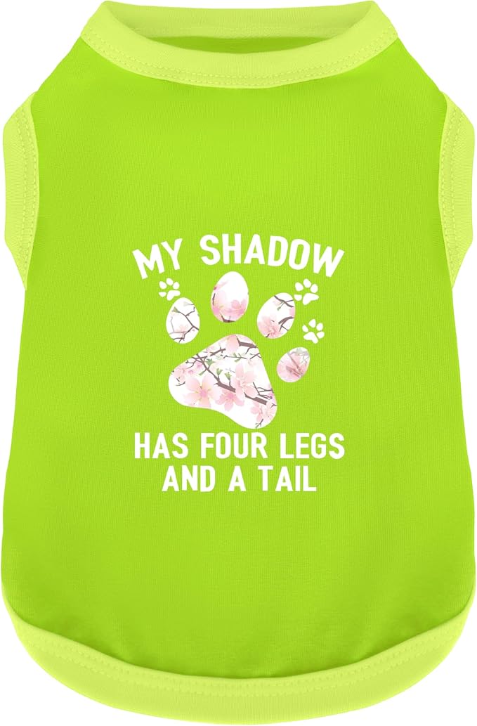 Discover Cozy Cotton Canine Wear: Soft, Lightweight, and Breathable Dog Shirt Vest with Eye-Catching Graphics (My Shadow HAS Four LESGS and A Tail), Keeping Your Furry Friend Warm! Green L