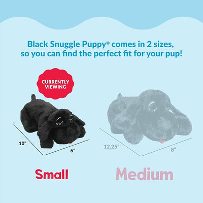 Snuggle Puppy Original Junior Heartbeat Puppy Toy for Small Breeds, Compact Plush Dog Toy with Real-Feel Pulse for Crate Time and Rest - Black