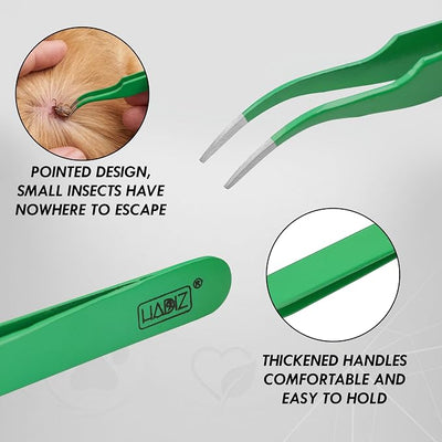 Tick Removal Tweezers Set for Humans & Pets, Stainless Steel Tool