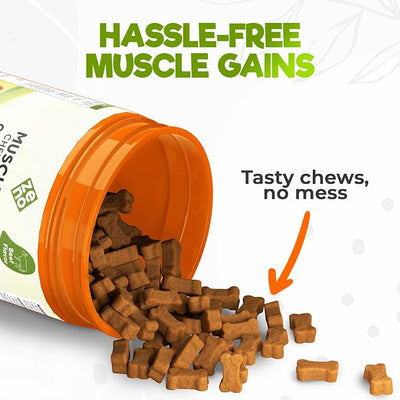 ZENO 11-in-1 Muscle Gain Chews - Weight Gain Supplements for Dogs with High Protein & Amino Acids - Premium Muscle Builder for Bully & All Breeds - Healthy for Puppies - 150 Chews - Beef