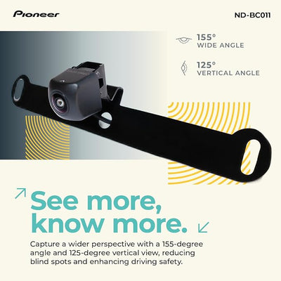 Pioneer ND-BC011 Rear View Backup Camera – NTSC Universal Camera with Selectable Front View, 155° Wide Angle, Night Vision, High Res, License Plate Mount – Compatible with Pioneer in-Dash Receivers