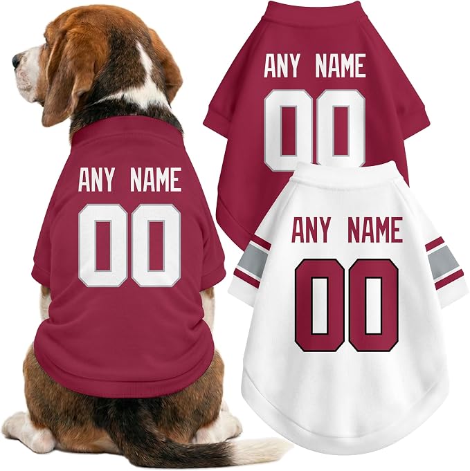 Arizona Dog Clothes Jersey Style Personalized Pet T Shirt with Custom Name Number for Small Medium Large Dogs