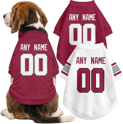 Arizona Dog Clothes Jersey Style Personalized Pet T Shirt with Custom Name Number for Small Medium Large Dogs