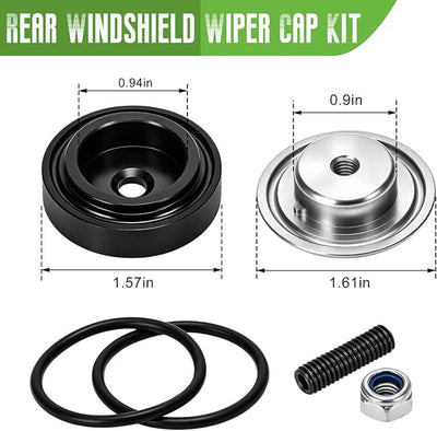 Car Wiper Plug, Waterproof Auto Rear Windshield Wiper Delete Cover Kit with O-Ring, Aluminum Alloy Block-Off Grommet Cap Replacement for Cars SUVs Trucks, Car Accessories (Silver)