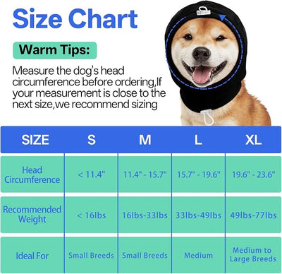MIGOHI XL Dog Ear Muffs Hematoma with Soft Pad - No Shake Ear Wrap for Dogs, Ear Protection for Dogs Noise Anxiety,Adjustable Dog Head Cover for Separation,Vet Visit,XL,Black