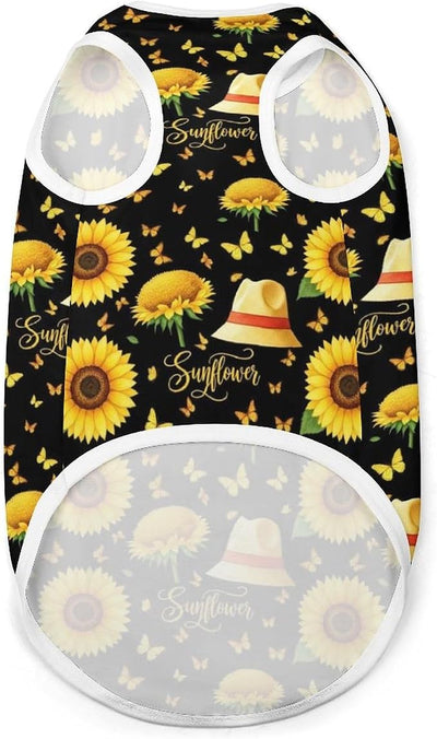 Pet Sleeveless Vest Dog Shirt Beautiful Butterfly Sunflower for Daily Wear Outdoor Activities Small Medium Dogs, Medium