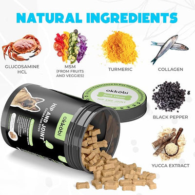 Glucosamine HCL & Hip and Joint Supplement for Dogs - 150 pcs - Hip and Joint Chews for Dogs - Vet Approved US Formula with MSM & Green Lipped Mussel - Duck