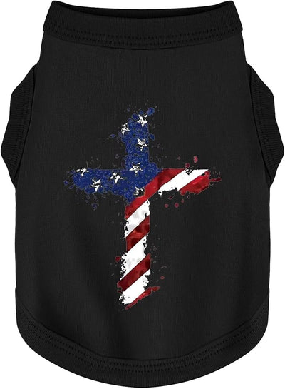 Discover Cozy Cotton Canine Wear: Soft, Lightweight, and Breathable Dog Shirt Vest with Eye-Catching Graphics, Keeping Your Furry Friend Warm and Comfy! Cross Flag 3XL