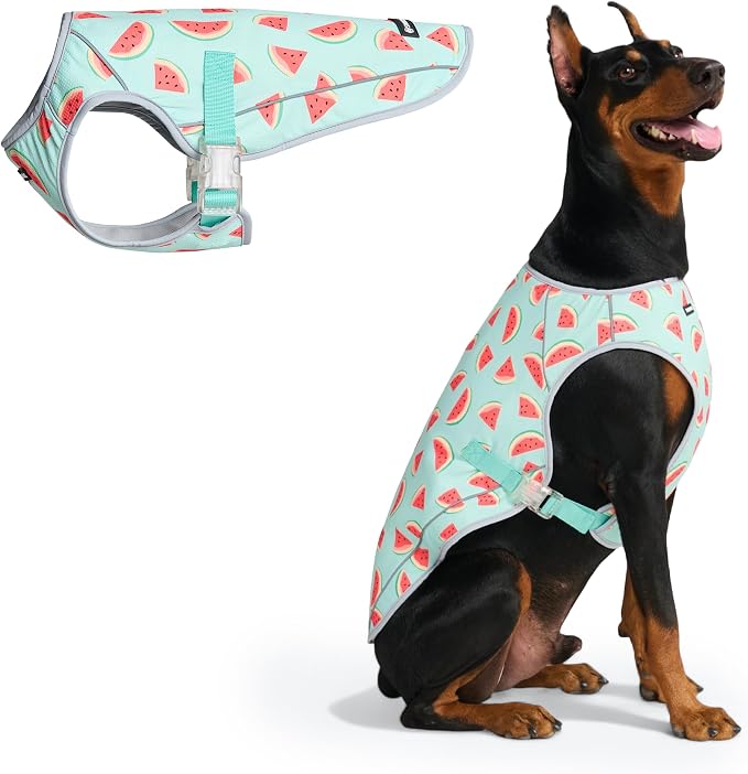 Spark Paws Dog Cooling Vest - SPF 50 UV Sun Protection - Summer Heat Relief Gear for Dogs, Lightweight, Evaporative Cooling - Dog Anxiety Relief Vest During Hot Days - Watermelon - Size 4XL