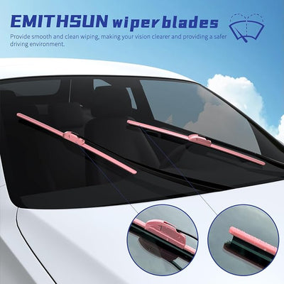 OEM QUALITY 26" + 16" Premium All-Seasons Stable And Quiet Sakura Pink Windshield Wiper Blades (Set of 2)