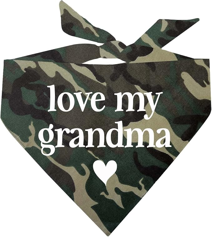 Love My Grandma Mother's Day, Valentine's Day Dog Bandana (Camo, XS 399)