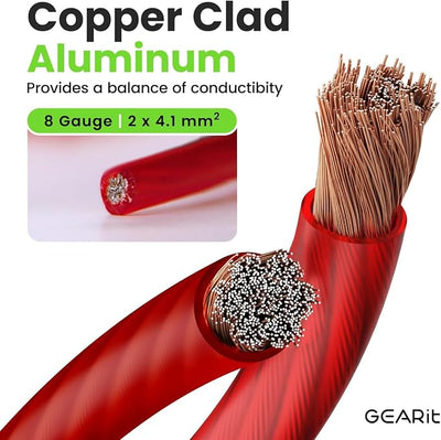 GEARit 8 Gauge Wire 10 ft Red, 8 AWG Battery Cable CCA, Copper-Clad Aluminum Power Cable for Car Audio Amp, Automotive, RV