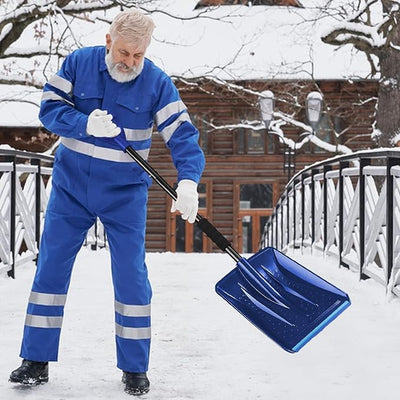 Erice Snow Shovel, 2024 Upgrade Large-Capacity Lightweight Aluminum Portable Snow Shovel, Blue