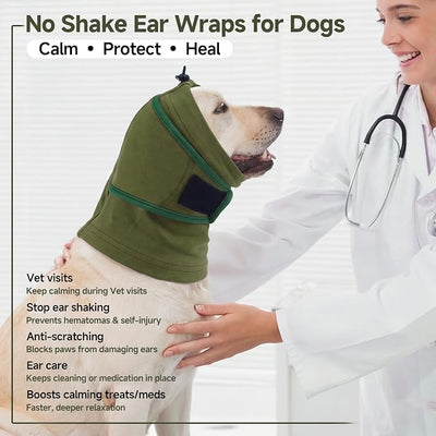 Nanaki Dog Calming Hoodie For Noise Protection, Firework, Thunderstorm, No Shake Ear Wraps For Dogs Anxiety Relief for Separation, Vet Visit, Dog Head Wrap For Ear Hematoma Prevent Scratching, Green,S