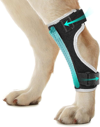 Dog Leg Braces for Back & Front Legs- Dog Hock & Ankle Joint Brace for Weak Back Legs with 2 Metal Strips, Reflective Trim for Sprain, Injury, Arthritis, Wound Recovery Black,S