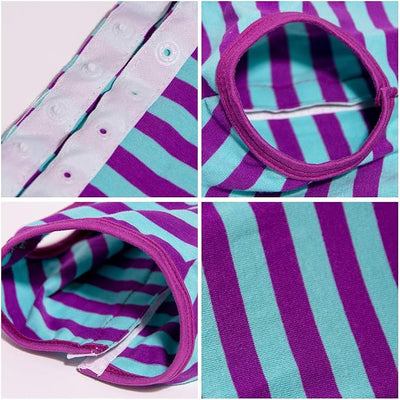 Dog’s Recovery Suit Post Surgery Shirt for Puppy, Wound Protective Clothes for Little Animals(Purple Blue Stripe-m)