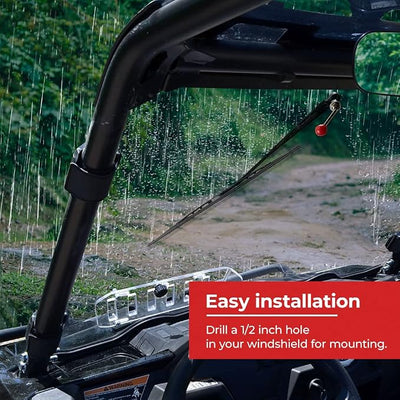 KEMIMOTO 2Pcs UTV Manual Windshield Wiper, Metal Frame Straighter Design Strong Fitting Assembly Compatible with Maverick X3 Commander Defender Polaris RZR