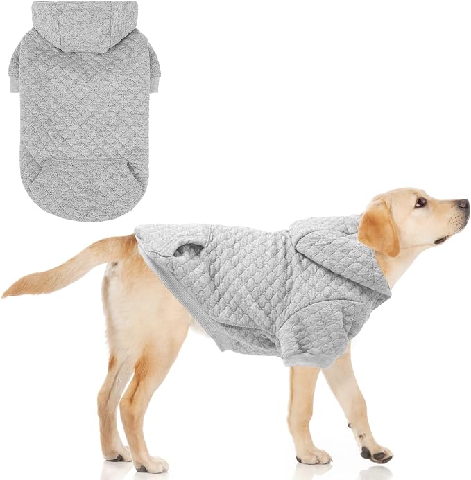 KOOLTAIL Dog Hoodie for Small Medium Large Dogs, Ultra-Warm & Soft Winter Fall Fleece Dog Hooded Sweatshirt Clothes Sweater, Lightweight Pullover Coat for Boy Girl Bulldog Pitbull Puppy Cats,Gray M-L