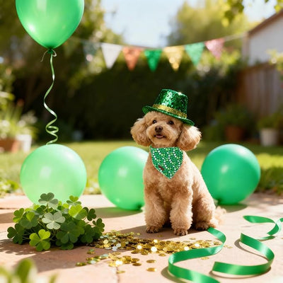 St. Patrick‘s Day Dog Bandana - Green Beer Shamrock Dog Neck Scarf, Soft Pet Bib for Medium Large Dogs, Holiday Photo Dogs Cats Prop for Daily Use Parties & Pet Photography L