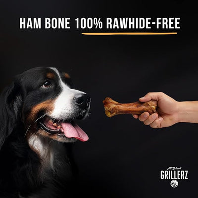 Scott Pet Grillerz Ham Bone, 1 Count, Pork Bones for Dogs, Rawhide Free, Dog Chew for Healthy Teeth & Gums, High Protein, Easy to Digest, Long Lasting, Natural Treats for All Breeds