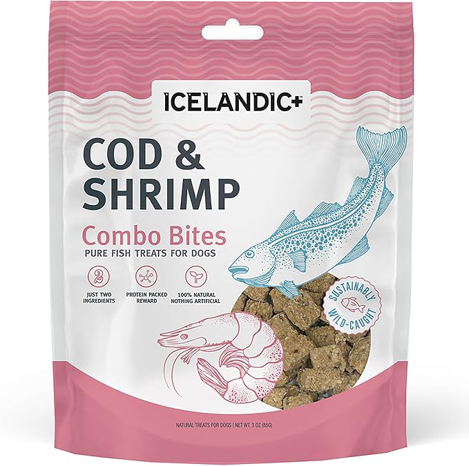 Icelandic+ Cod & Shrimp Combo Bites Dog Treat 3.0-oz Bag