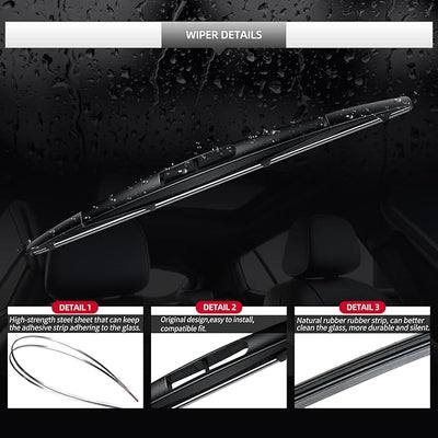 Rear Windshield Wiper Blade and Arm for Buick Enclave 2008-2017 | OEM Replacement Back Wipers Arm Blade Quiet and Streak-Free Assembly All-season Automotive Parts Accessories