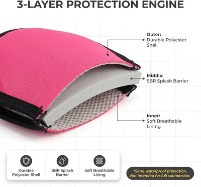 Dog Ear Covers for Bath,Shower,Elastic Dog Ear Muffs Noise Reduction Anxiety Relief,No Flap Ear Wrap Calming Hood for Grooming,Blow Dry,Thunder,Waterproof Ear Protection for Dogs(Pink,M)