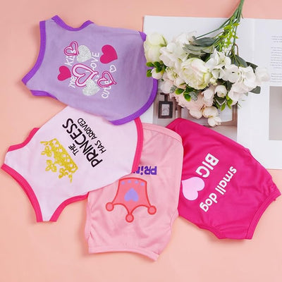 Pistha 4 Pack Dog Shirts Summer Printed Puppy Clothes Cute Sleeveless Pet T Shirts Dog Clothes for Small Medium Dogs Cats Girl(M)
