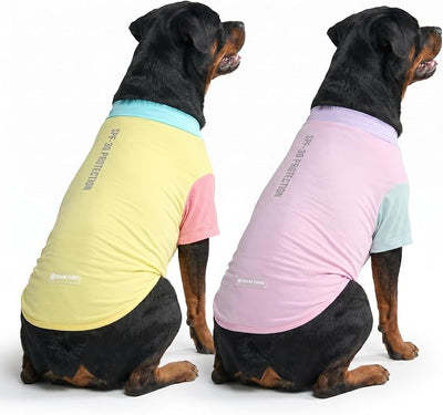 Spark Paws Sunblock Dog T-Shirt, SPF30 Protection, Lightweight Breathable Quick Dry for Dogs with Sensitive Skin - Gelato & Yuzu (Set of 2) - Size 4XL