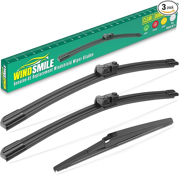 24" 16" 12" Windshield Wiper Blades Replacement for Chevy Chevrolet Spark 2013 2014 2015 Premium All Weather Front Rear Wipers Set - OEM Quality (Pack of 3)
