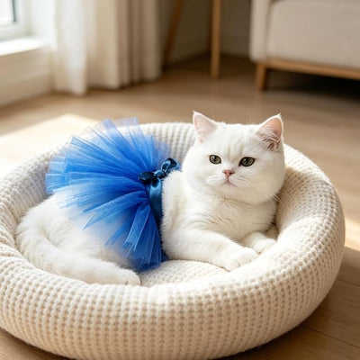 Dog Tutu Tulle Dress for Dogs Small Large Medium Puppy Dress Ballerina Costume Skirt for Holiday Puppy Cats Bunny Pet Outfit 4th of July Party Photo Prop Supplies (Blue, Small)