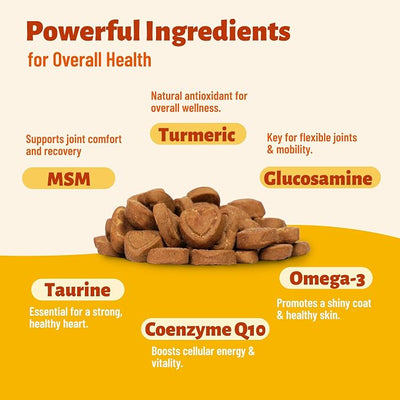 19.4oz Vitamins Supplements and Taurine for Dogs with CoQ10, Glucosamine,Omega 3, MSM - Dog Multivitamins for Heart Health, Immunity Support, Antioxidant Protection