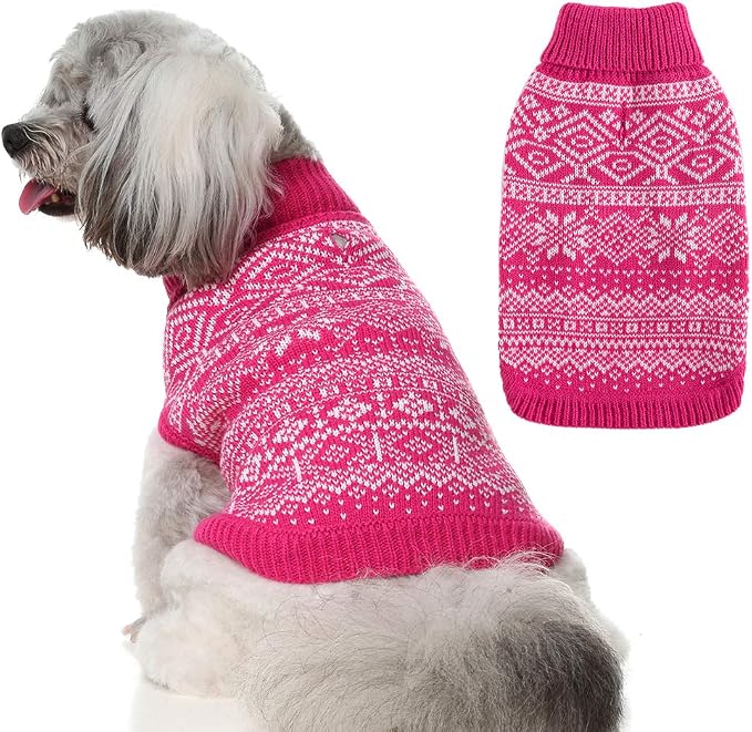 HOMIMP Dog Sweater Argyle - Warm Sweater Winter Clothes Puppy Soft Coat, Ugly Dog Sweater for Small Medium and Large Dogs, Pet Clothing Boy Girl