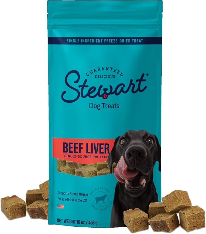 100% Beef Liver Dog Treats, 16 oz Pouch, ~360 Pieces, Freeze Dried Raw, Single Ingredient, 50% Protein Training Treats or Meal Topper, Grain Free, Gluten Free