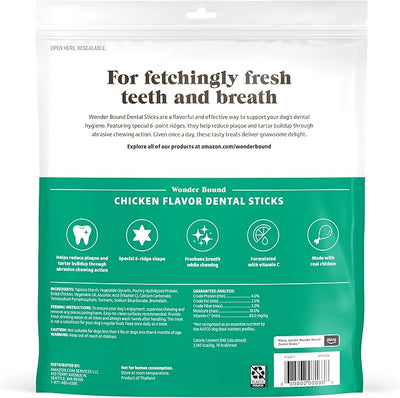 Wonder Bound Chicken Dental Sticks for Large Dogs | 40 Count Pack of 2 | Plaque & Tartar Control | 6-Ridge Shape