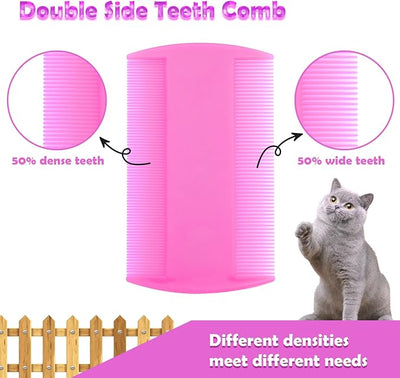 Flea Comb for Cats Dogs, 6 Pack Pet Lice Comb Set Pet Grooming Pets for Small, Medium & Large Pets（Pink）