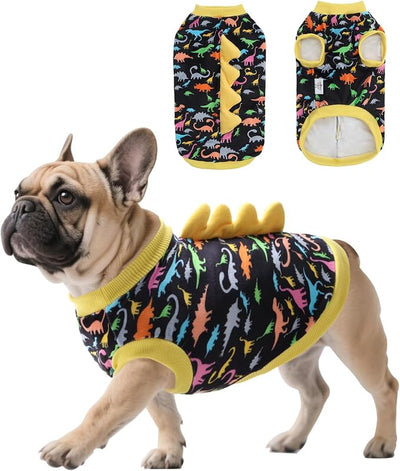 CuteBone Dinosaur Costume Dog Shirt, Stretchy Velvet T-Shirt Clothes for Small Dogs, Soft & Breathable Pet Tee Outfit Cat Apparel for Daily Wear, Cozy Pullover Design Puppy Fashion COSBX01L