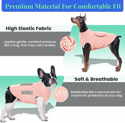 MIGOHI Dog Anxiety Relief Coat,Comfort Anxiety Vest for Dogs,Adjustable Dog Anxiety Calming Wrap for Fireworks,Thunderstorm,Travel,Separation,Anxiety Jacket for Small Dogs,XS,Pink