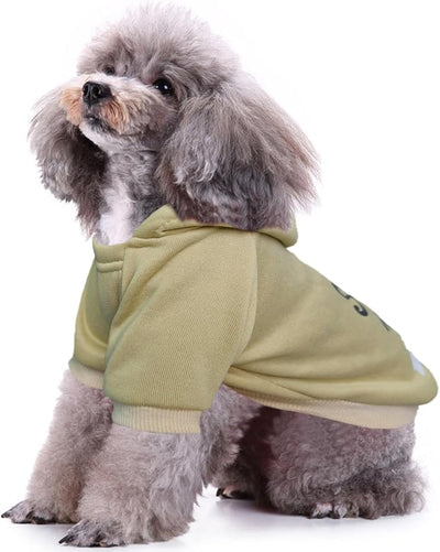 Jecikelon Print Dog Hoodies for Small Dogs, Soft Fleece Puppy Clothes for Pet Cat, Warm Winter Outfits Cold Weather Coats, Cute Sweatshirt Puppies Costume (Khaki, XX-Small)