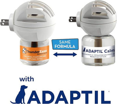 ThunderEase Dog Calming Pheromone Diffuser Kit-Powered by ADAPTIL-Vet Recommended to Relieve Separation Anxiety, Stress Barking & Chewing, & Fear of Fireworks & Thunderstorms(30 Day Supply)(Pack of 2)