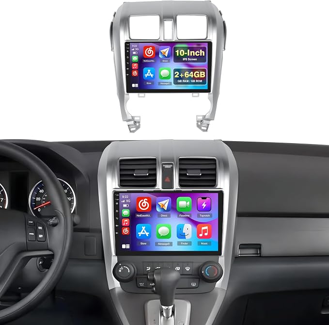 2+64GB Realdio Android 15 Car Stereo for Honda CRV 2007 2008 2009 2010 2011 CarPlay Android Auto, 10.1 Inches Touch Screen Radio with GPS WiFi Bluetooth EQ FM/RDS 26UI Backup Camera MIC